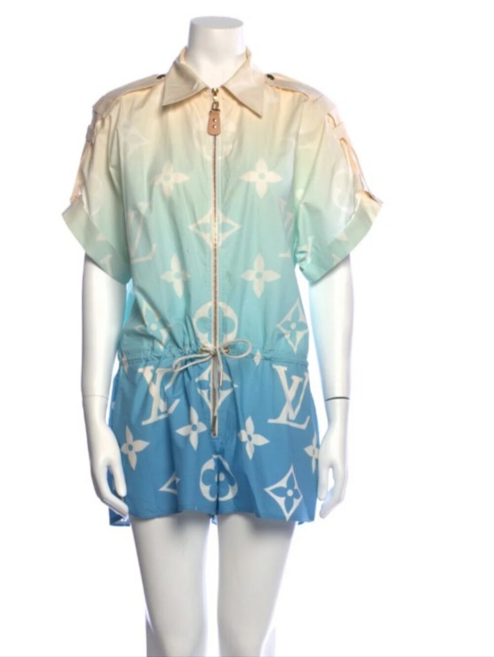 Louis Vuitton Gradient Monogram Zip-Front Shirt - Blue/Cream